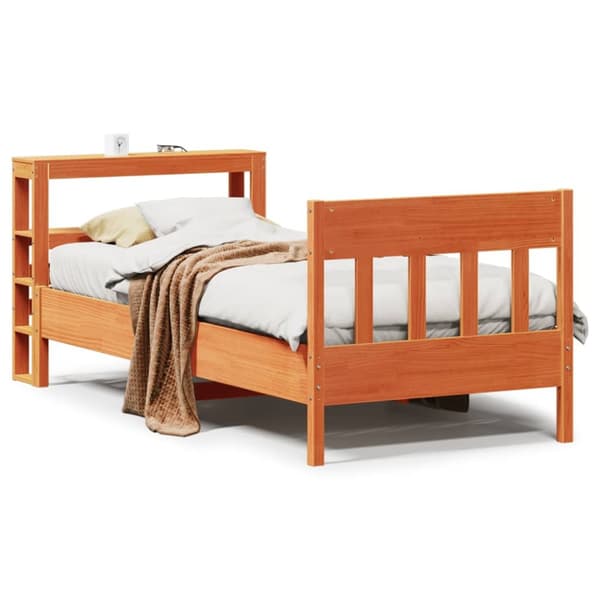 sengeramme uden madras 100x200 cm massivt fyrretræ gyldenbrun