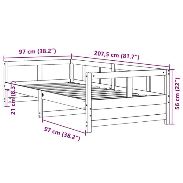 Vuodesohva ilman patjaa vahanruskea 90x200 cm täysi mänty