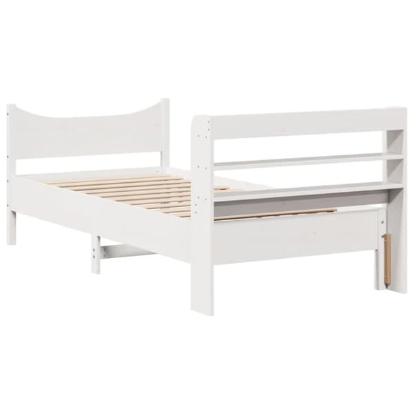 sengeramme med sengegavl 90x200 cm massivt fyrretræ hvid