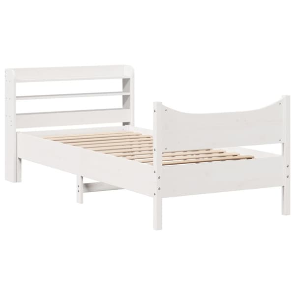 sengeramme med sengegavl 90x200 cm massivt fyrretræ hvid