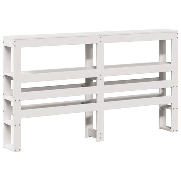 Sängram med huvudgavel vit 140x190 cm massiv furu