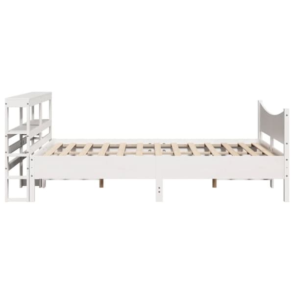 Sängram med huvudgavel vit 140x190 cm massiv furu