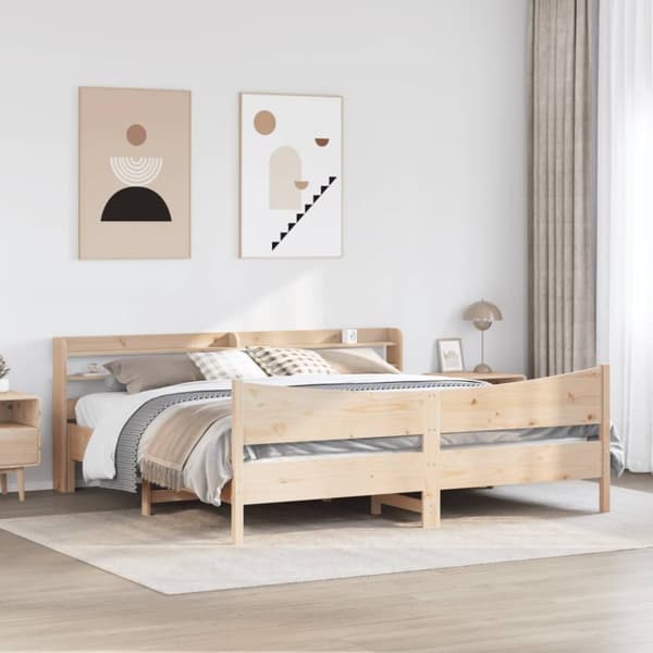 sengeramme med sengegavl 180x200 cm massivt fyrretræ