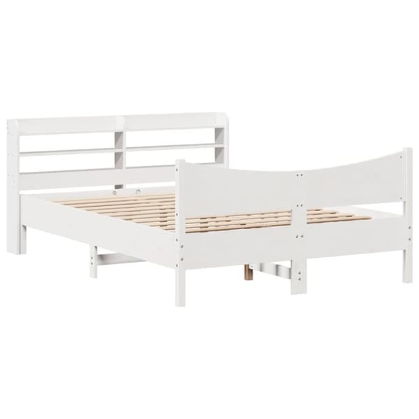 sengeramme med sengegavl 120x190 cm massivt fyrretræ hvid