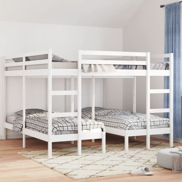 tredobbelt køjeseng 140x200/70x140 cm massivt fyrretræ hvid