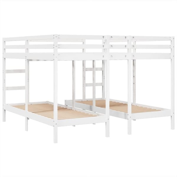 tredobbelt køjeseng 140x200/70x140 cm massivt fyrretræ hvid