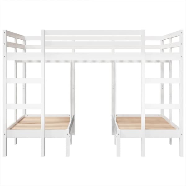 Våningssäng 3 platser vit 140x200/70x140 cm massiv furu