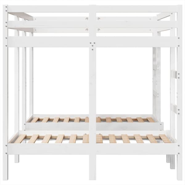 Våningssäng 3 platser vit 140x200/70x140 cm massiv furu