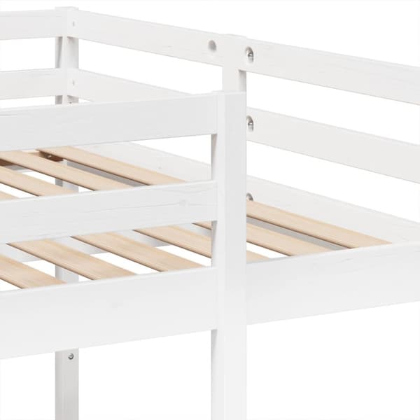 Våningssäng 3 platser vit 140x200/70x140 cm massiv furu