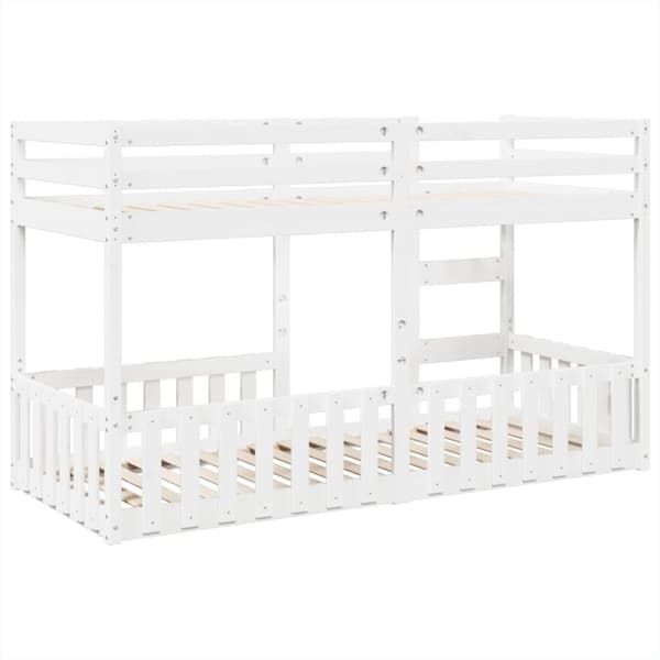 Våningssäng vit 90x200 cm massiv furu
