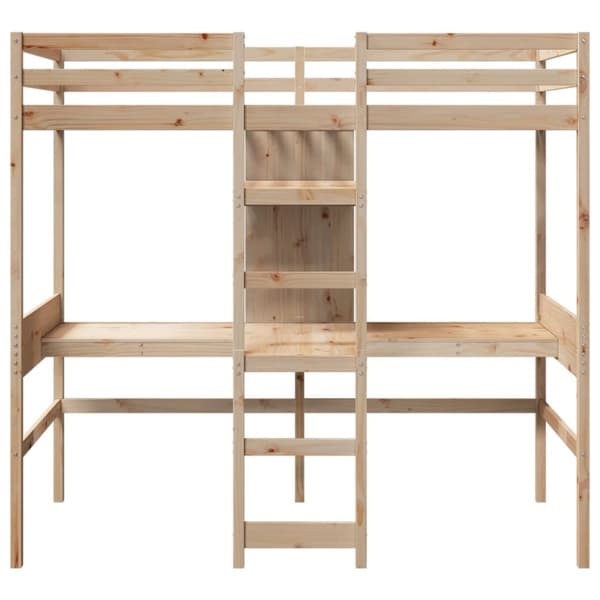 Loftsäng utan madrass 75x190 cm massiv furu