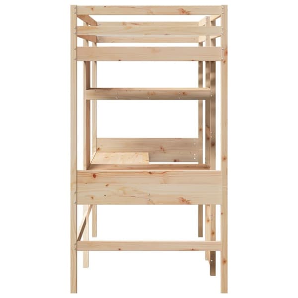 Loftsäng utan madrass 75x190 cm massiv furu