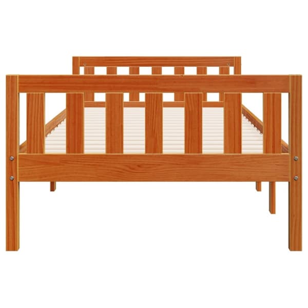 juniorseng uden madras 90x200 cm massivt fyr gyldenbrun