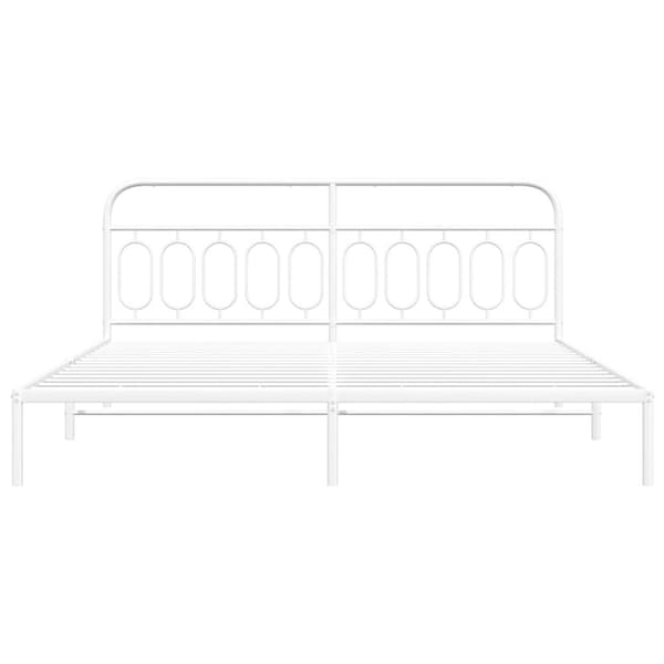 Sängram med huvudgavel metall vit 200x200 cm
