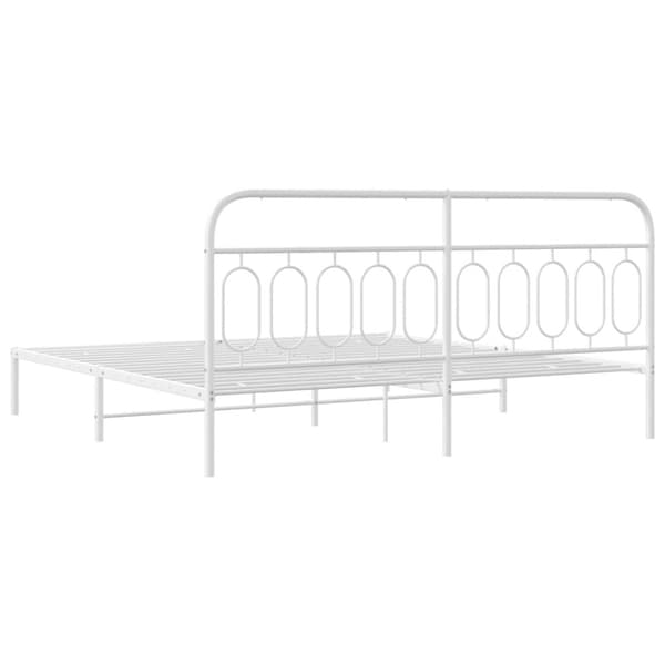 Sängram med huvudgavel metall vit 200x200 cm