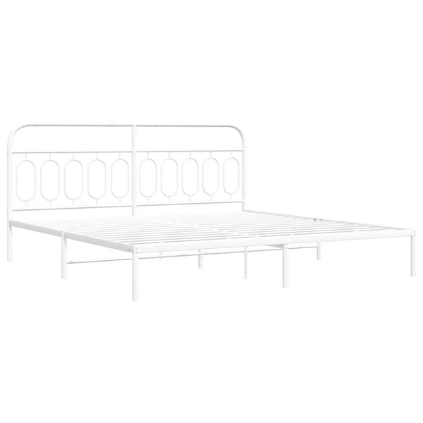 Sängram med huvudgavel metall vit 200x200 cm