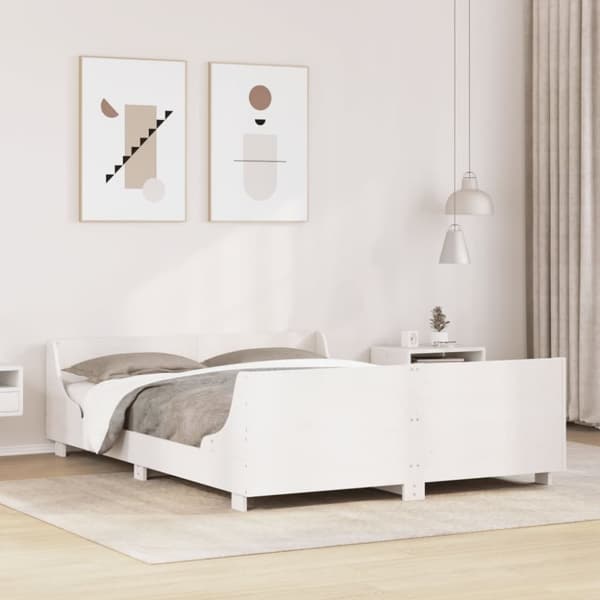 Sängram utan madrass vit 160x200 cm massiv furu