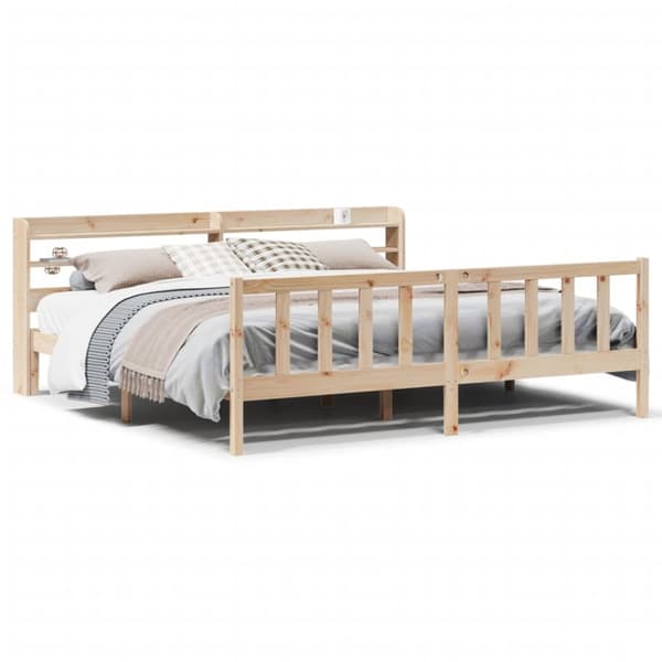 Sängram utan madrass 200x200 cm massiv furu