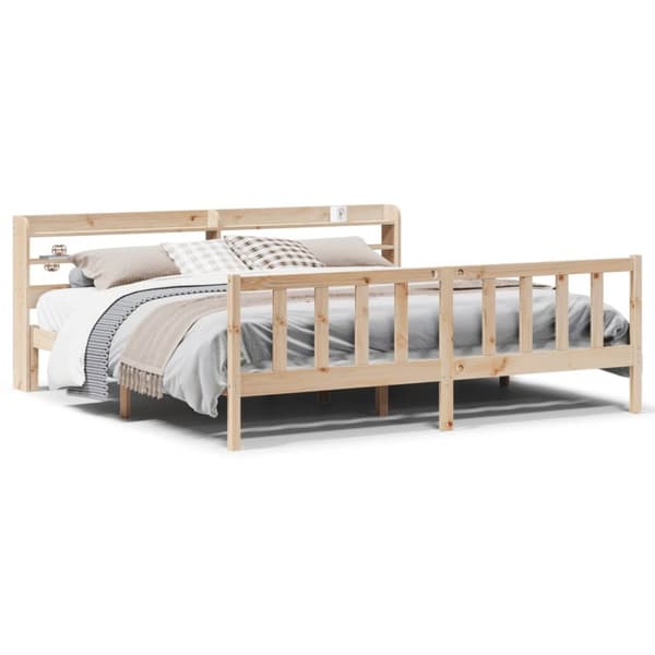 Sängram utan madrass 200x200 cm massiv furu