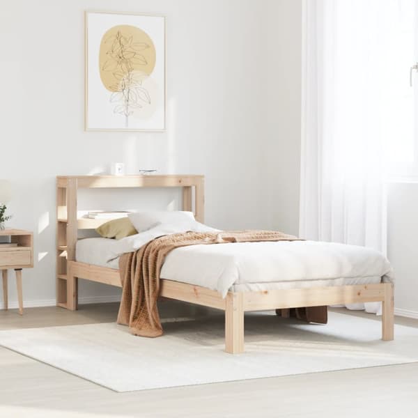sengeramme med sengegavl 75x190 cm massivt fyrretræ