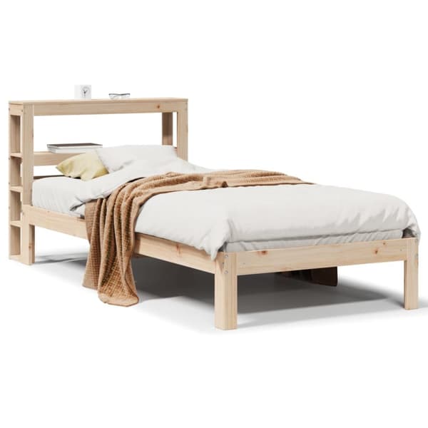sengeramme med sengegavl 75x190 cm massivt fyrretræ