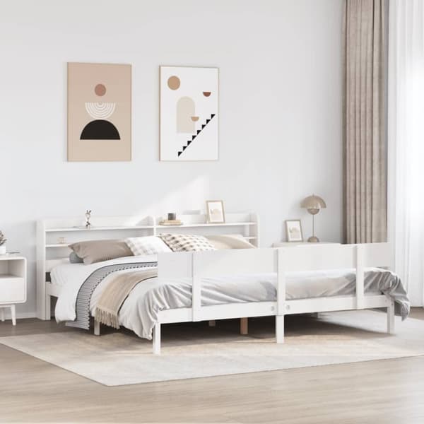sengeramme uden madras 180x200 cm massivt fyrretræ hvid