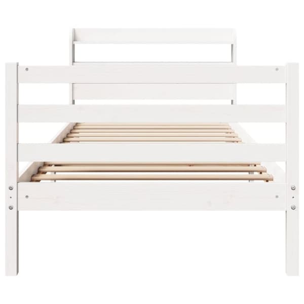 sengeramme med sengegavl 75x190 cm massivt fyrretræ hvid
