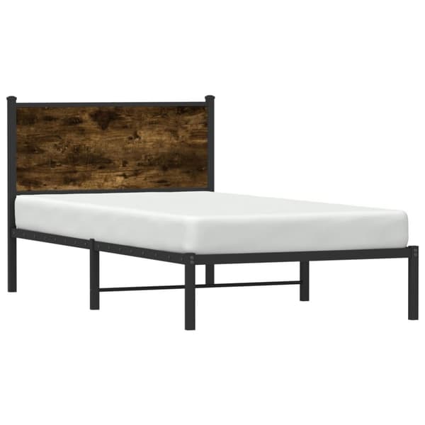 sengeramme uden madras 100x200 cm metal røget egetræsfarve