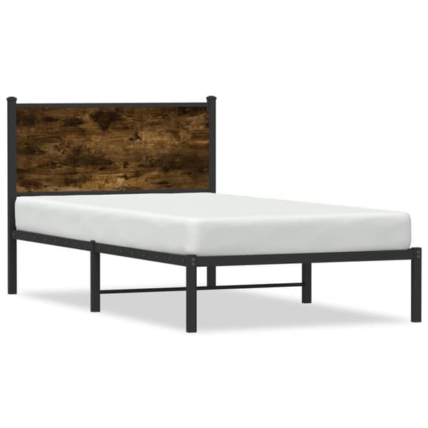 sengeramme uden madras 100x200 cm metal røget egetræsfarve