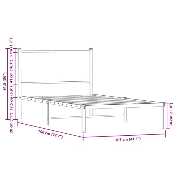 sengeramme uden madras 100x190 cm metal sonoma-eg