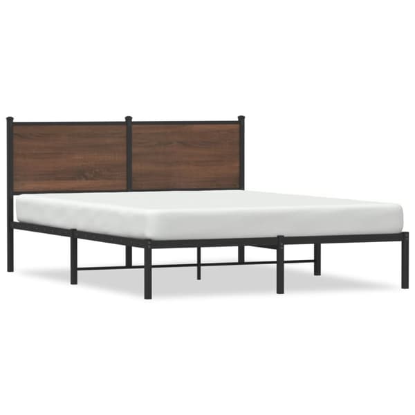 sengeramme uden madras 150x200 cm metal brun egetræsfarve
