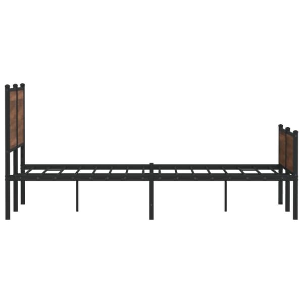 sengeramme med sengegavl og fodgærde 140x190 cm metal brun eg