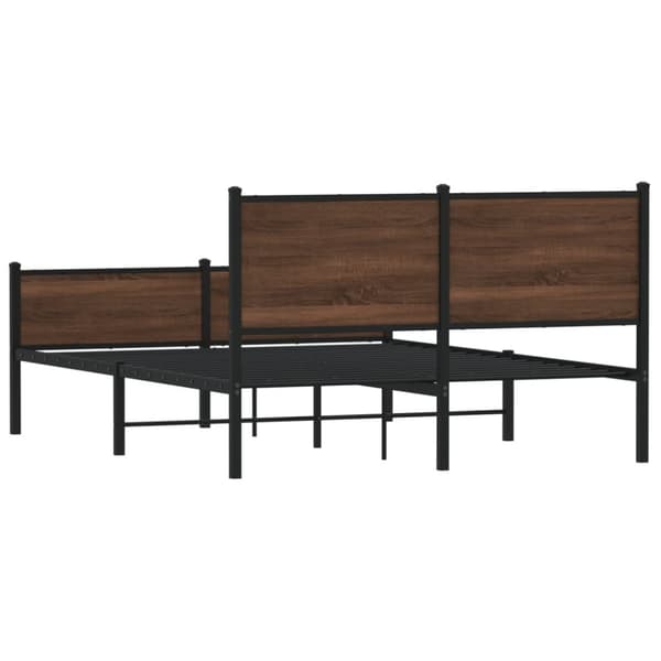 sengeramme med sengegavl og fodgærde 140x190 cm metal brun eg