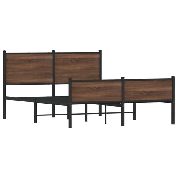 sengeramme med sengegavl og fodgærde 140x190 cm metal brun eg