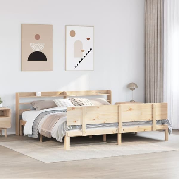 sengeramme med sengegavl 180x200 cm massivt fyrretræ