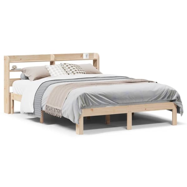 sengeramme med sengegavl 140x190 cm massivt fyrretræ