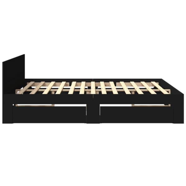 sengeramme med sengegavl 200x200 cm konstrueret træ sort