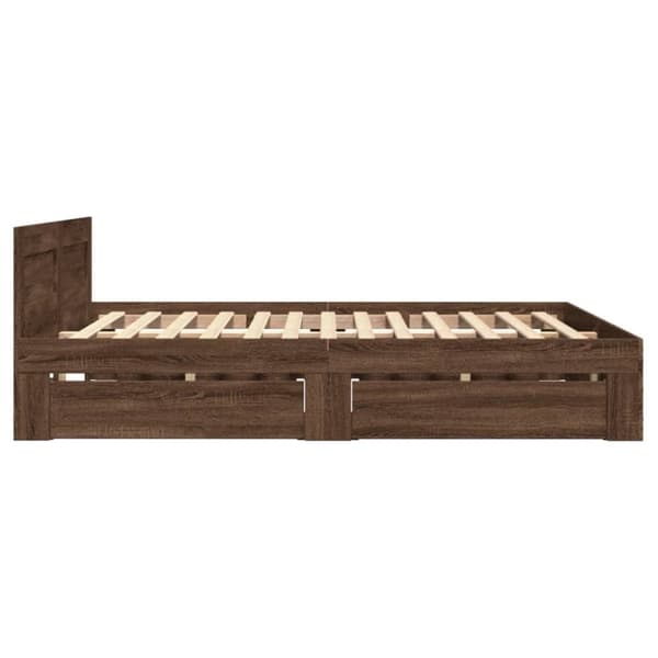 sengeramme med sengegavl 140x200 cm konstrueret træ brunt eg