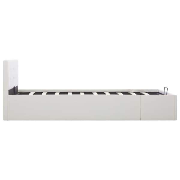 Sängram hydraulisk förvaring vit konstläder 120x200 cm