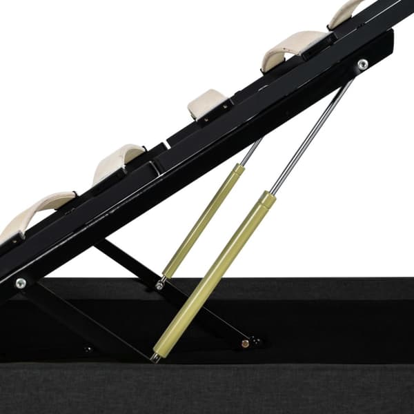 hydraulisk opbevaringsseng med LED 100x200 cm stof mørkegrå