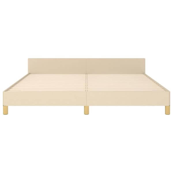 sengeramme med sengegavl 160x200 cm stof cremefarvet