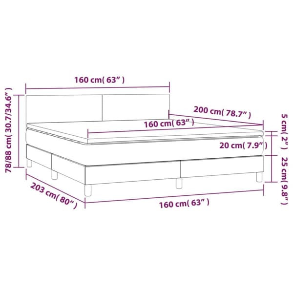 kontinentalseng med LED-lys 160x200 cm stof cremefarvet