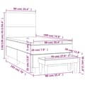 Miniatyrbillede 8 af 8: kontinentalseng med madras 90x190 cm stof gråbrun
