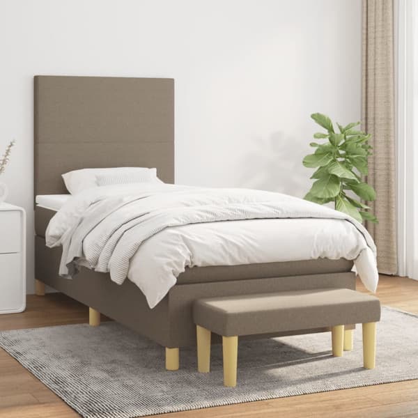 kontinentalseng med madras 90x190 cm stof gråbrun