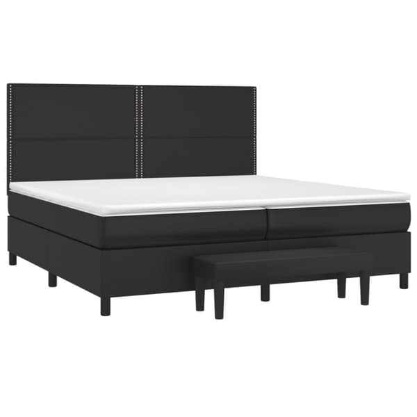 Ramsäng med madrass svart 200x200 cm konstläder