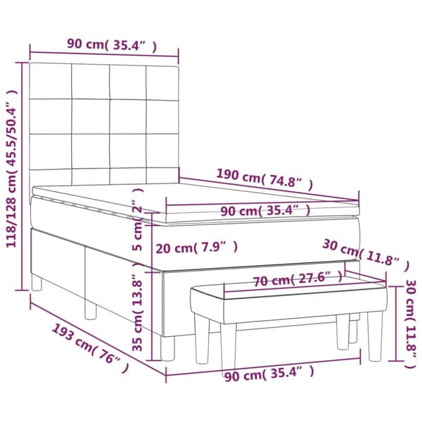 Ramsäng med madrass rosa 90x190 cm sammet