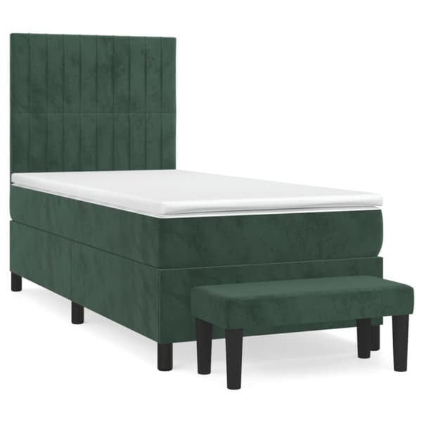 Ramsäng med madrass mörkgrön 100x200 cm sammet