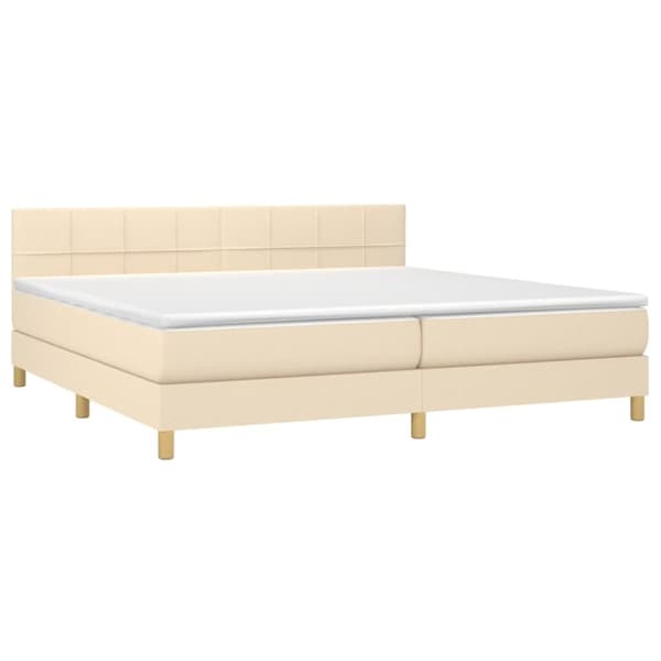 Ramsäng med madrass gräddvit 200x200 cm tyg