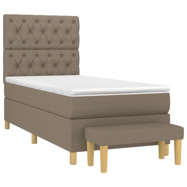 Ramsäng med madrass taupe 80x200 cm tyg