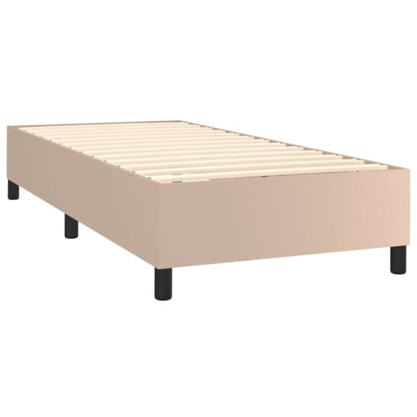 kontinentalseng 100x200 cm kunstlæder cappuccinofarvet